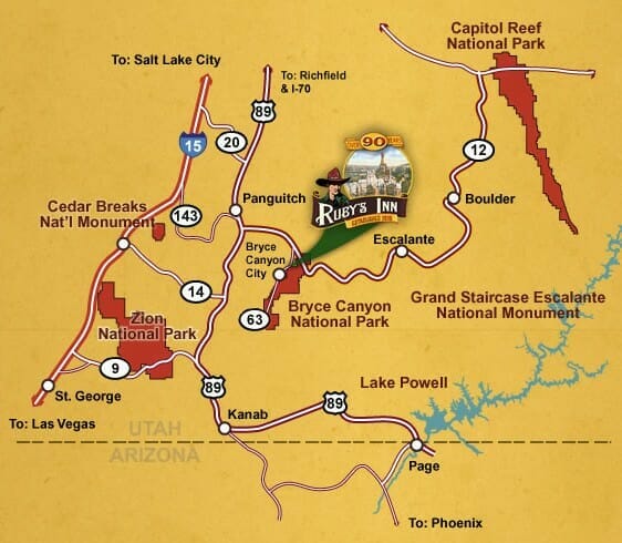 Bryce Canyon Area Map
