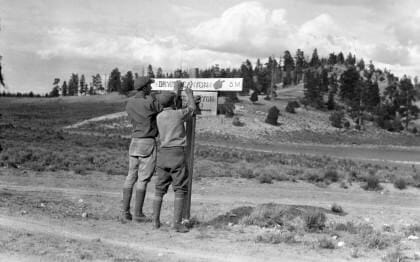 Installing Direction Signs for Bryce 1920's